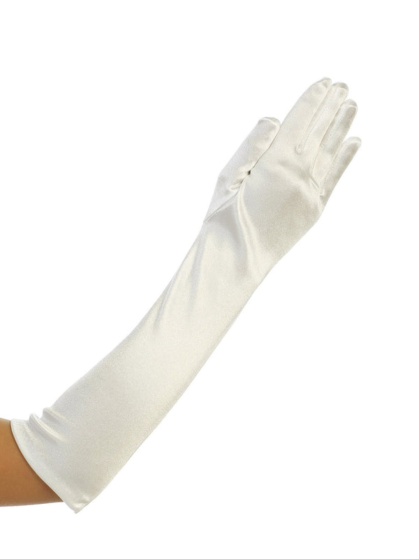 Girls Ivory Below Elbow Satin Special Occasion Flower Girl Gloves 0-14 - SophiasStyle.com
